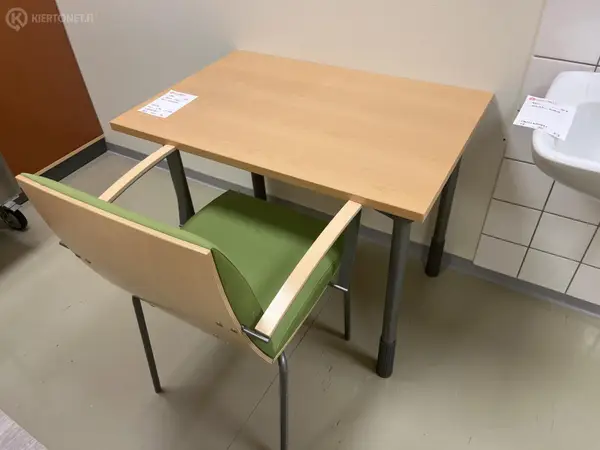 Pöytä + tuoli + ISKU laatikosto (nro 299) tila E2 Kipupoliklinikka 107