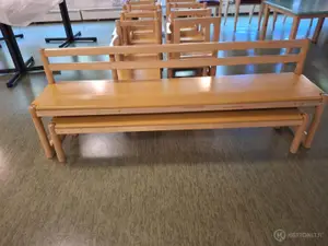 Lasten pitkä penkki ja rahi