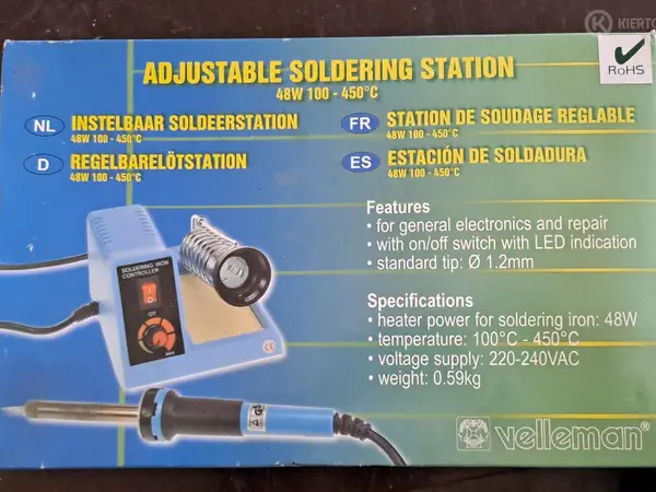 Velleman VTSS4N säädettävä ja yleiskäyttöinen analoginen juotosasema. nro KH106