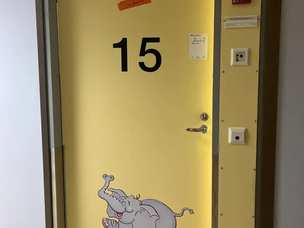 Äänieriste- ja palo-ovi (nro 165) tila E1 Fysiatria 232