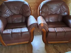 Ruskea nahkainen nojatuoli 2kpl nro UV2 50